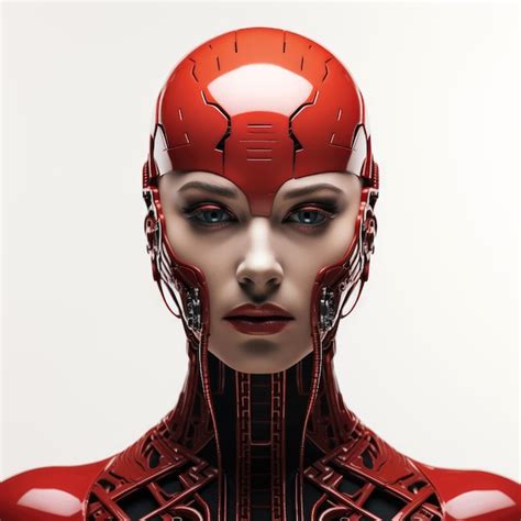 Generated Illustration Of Beautiful Female Robot With Artificial