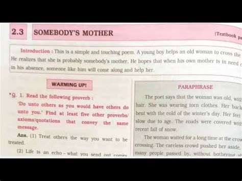 Class 9th English Chapter 2 3 Somebody S Mother Navneet Digest