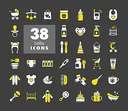 Set Of Vector Glyph Icons For Baby Feeding And Care Vector Potty