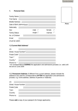 Fillable Online Date Of Birth Dd Mm Yyyy University Of Bonn