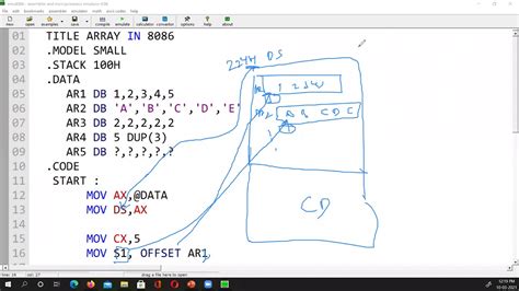 8086 Assembly Programming Arrays Part One Youtube