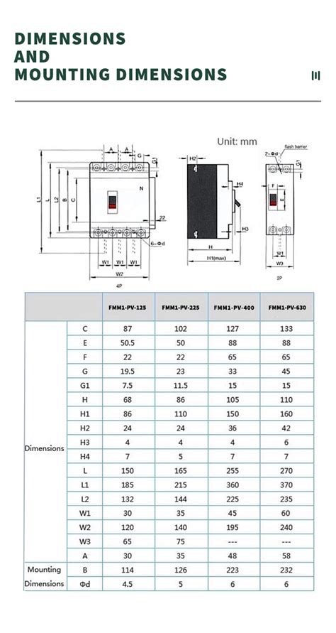 Usfull Dc Mccb 500v 1000v 1500v 2p 4p 150a 200a 225a 250a 300a 400a