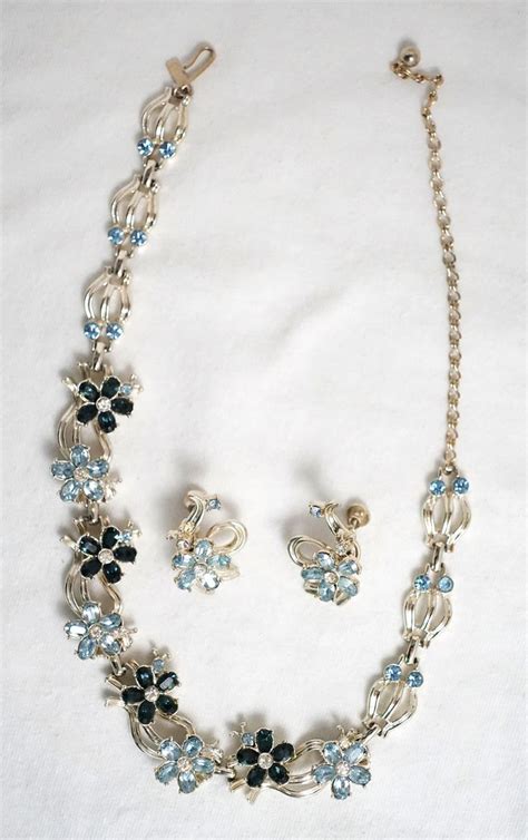 Duane Blue Rhinestone Necklace Earrings Set Etsy Canada In 2023