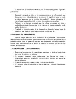 Movimiento Oscilatorio Y Pendulo Simple Lab Fisica Pdf