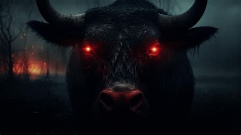 Premium Photo Terrifying Demonic Cow A Grinning Evil With Red Eyes