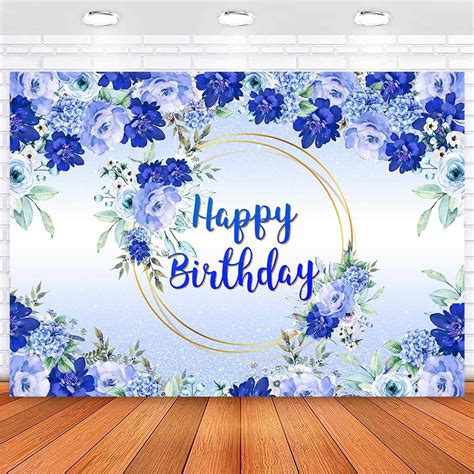 Amazon Ayayiya Blue Floral Birthday Backdrop Royal Blue Flower