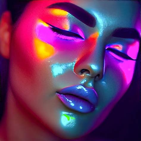 Premium Photo Creative Neon Makeup Of A Woman Neon Lights Reflecting Over The Face