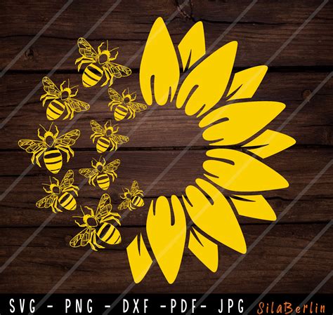 Sunflower And Bee Svg Sunflower Svg Bee Svg Honey Bee Svg Etsy Uk