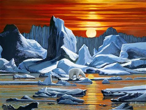 Arctic Sunset polar bear Painting by Bob Patterson - Fine Art America