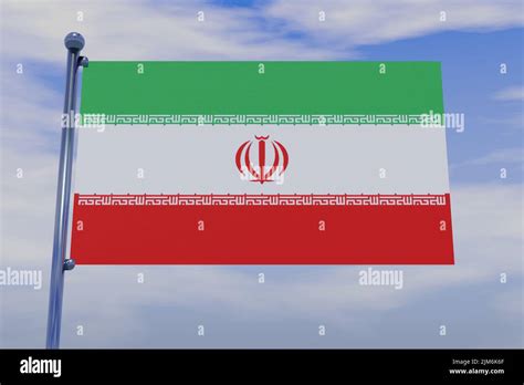 A 3d Illustration Of The Flag Of Iran With A Chrome Flag Pole With Snap