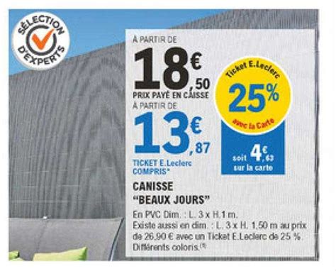 Promo Canisse Beaux Jours Chez E Leclerc Brico Icatalogue Fr