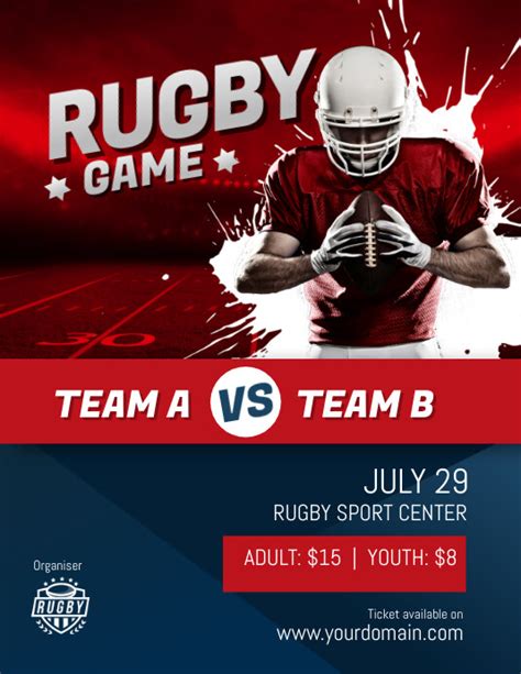 Rugby Game Match Tournament Poster Flyer Template Postermywall