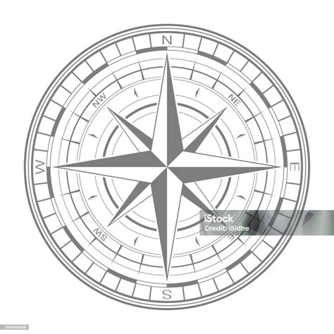 Vector Icon With Compass Rose Stock Illustration Download Image Now