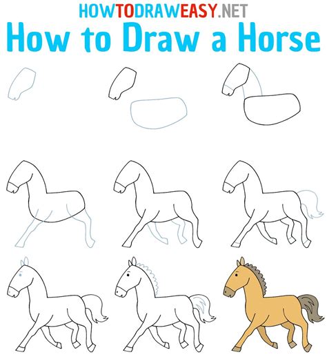 How To Draw A Horse Step By Step Easy Horse Drawing Horse Drawings