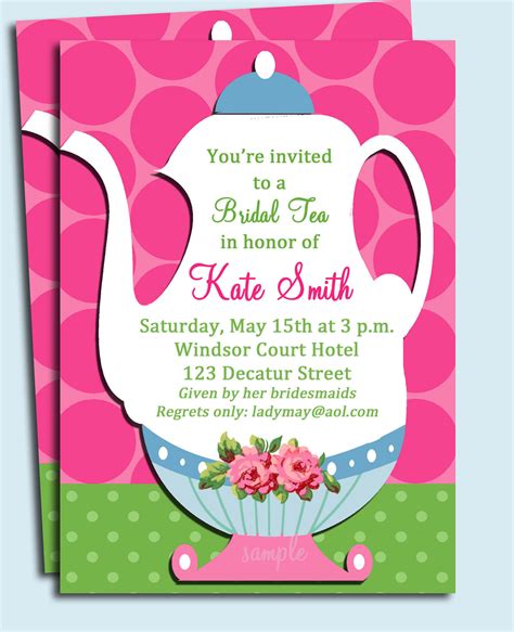 Tea Party Invitation Printable Or Printed With Free Shipping