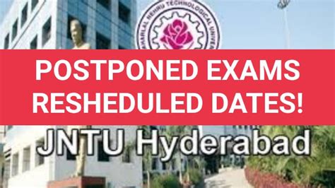 JNTUH POSTPONED EXAMS RESHEDULED DATES Jntuh YouTube