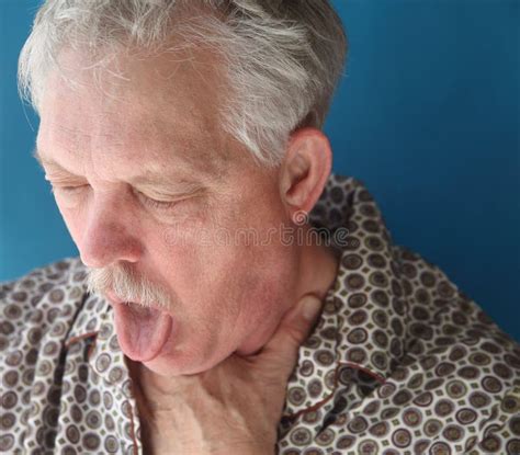 Ill Senior Man Coughing Stock Image Image Of Face Sick 24204851