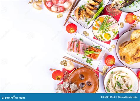 Chinese Lunar New Year Dinner Table Stock Photo - Image of cookery ...