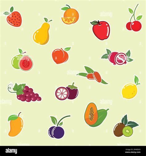 Fruits Clipart Set Vector Illustration Design Template Web Stock Vector