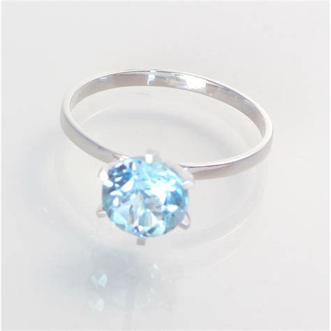 Solit R Ring Blau Topas In Er Wei Gold Ringgr E Gold Ringe