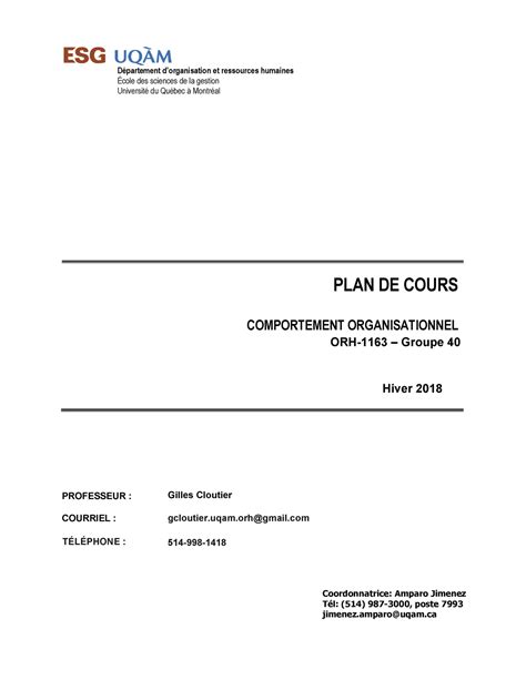 ORH1163-40- Hiver-2018-Gilles Cloutier - ####### PLAN DE COURS
