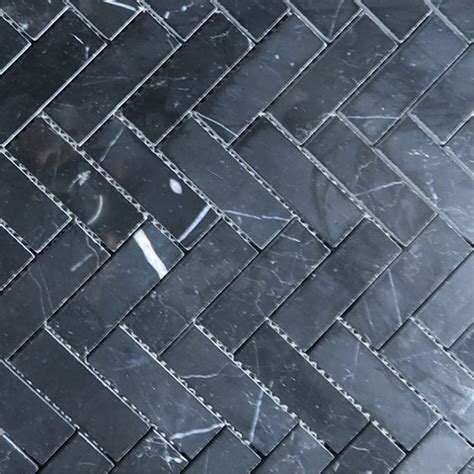 Buy Stone Center Online Nero Marquina Black Marble 1x3 Herringbone