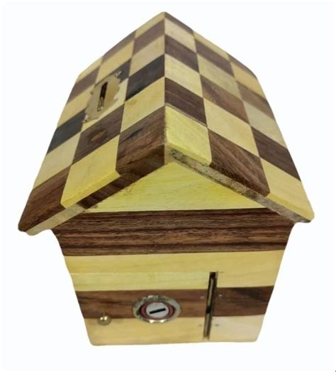 Sheesham Wood Hut Polished Coin Box Size Dimension 5x4x5inch LxWxH