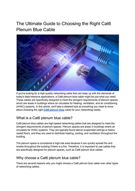 The Ultimate Guide To Choosing The Right Cat6 Plenum Blue Cable By Monkcables Issuu