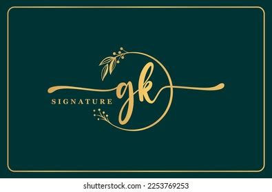 Luxury Gold Signature Initial Gk Logo Stock Vector Royalty Free