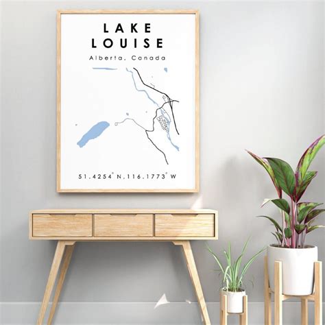 Lake Louise Map Lake Louise Digital Map Minimalistic Digital Map ...