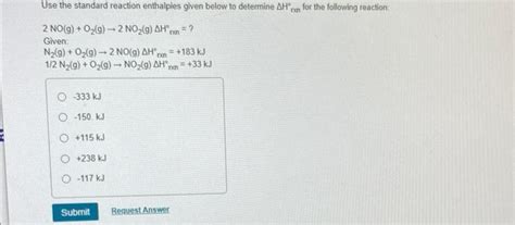 Solved Use The Standard Reaction Enthalpies Given Below