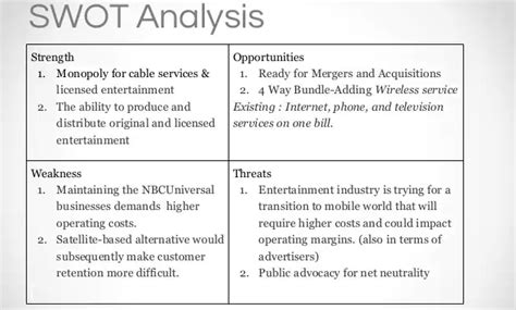 Comcast Corporation Swot Analysis Comcast Corporation Business