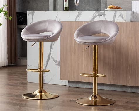 CIMOTA Swivel Velvet Bar Stools Set Of 2 Adjustable India Ubuy