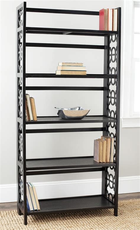 Safavieh Natalie Geometric Rustic 5 Tier Tall Bookcase Black Walmart