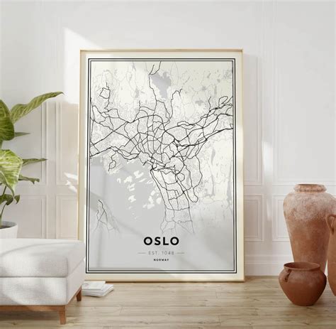 Oslo Modern Minimalist City Map Poster Architeg Prints