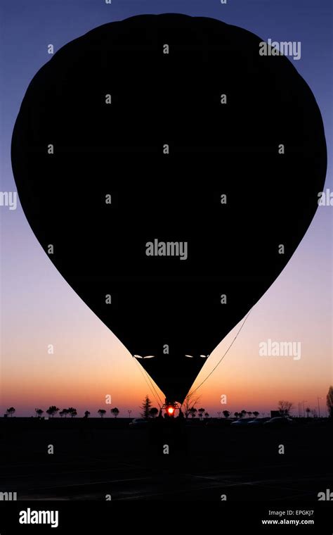 Silhouette Of Hot Air Balloon At Sunset Hi Res Stock Photography And