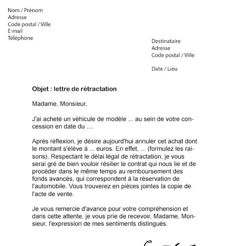 Modele De Lettre De Desistement Pour Une Voiture Exemple De Lettre My