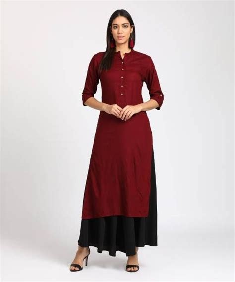 Full Sleeves Cotton Plain Kurtis Size M Xl Xxl Occasion Casual