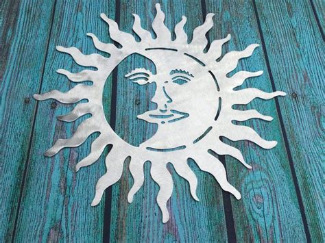 Metal Sun And Moon Wall Art Indoor Outdoor Aluminum 22 Diameter For Home And Garden