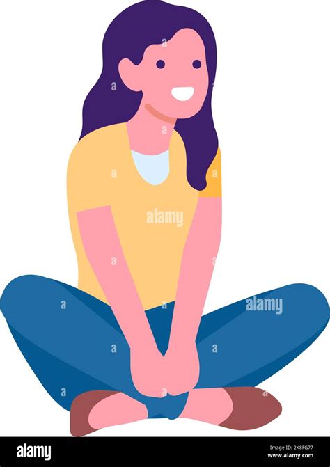 Cartoon Female Character Active Woman In Casual Clothes Happy Girl