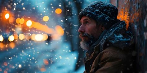 Premium Photo Old Homeless Man Sitting On The Street In Winter