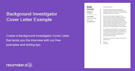 Background Investigator Cover Letter Example Free Guide