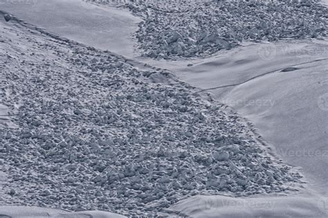 Avalanche Snow Slide In Dolomites Mountains Stock Photo At