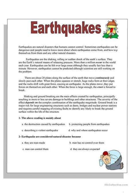 Earthquake 6th Grade Worksheets