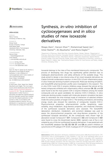 Pdf Synthesis In Vitro Inhibition Of Cyclooxygenases And In Silico