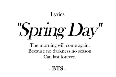 BTS Spring Day Lyrics BTS Spring Day Poster BTS Spring Day - Etsy