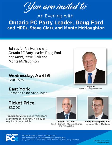 An Evening With Ontario Pc Party Leader Doug Ford And Mpps Steve