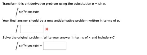 Solved Transform this antiderivative problem using the | Chegg.com