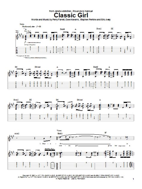 Classic Girl By Jane S Addiction Sheet Music For Guitar Tab At Sheet