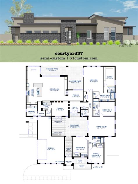 Modern Courtyard House Plan | 61custom | Contemporary & Modern House ...